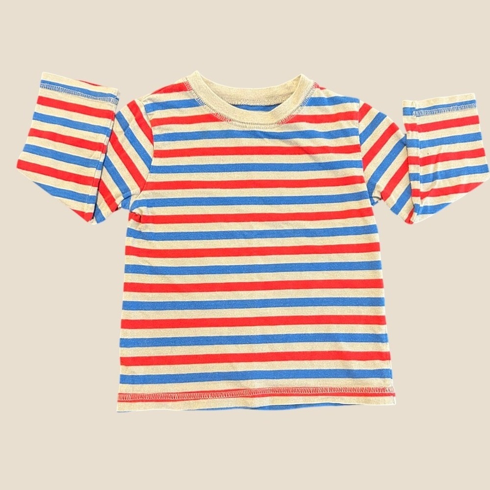 Circo Boys Red Blue Grey Striped Long Sleeve Cotton T-Shirt Size 2T 1544